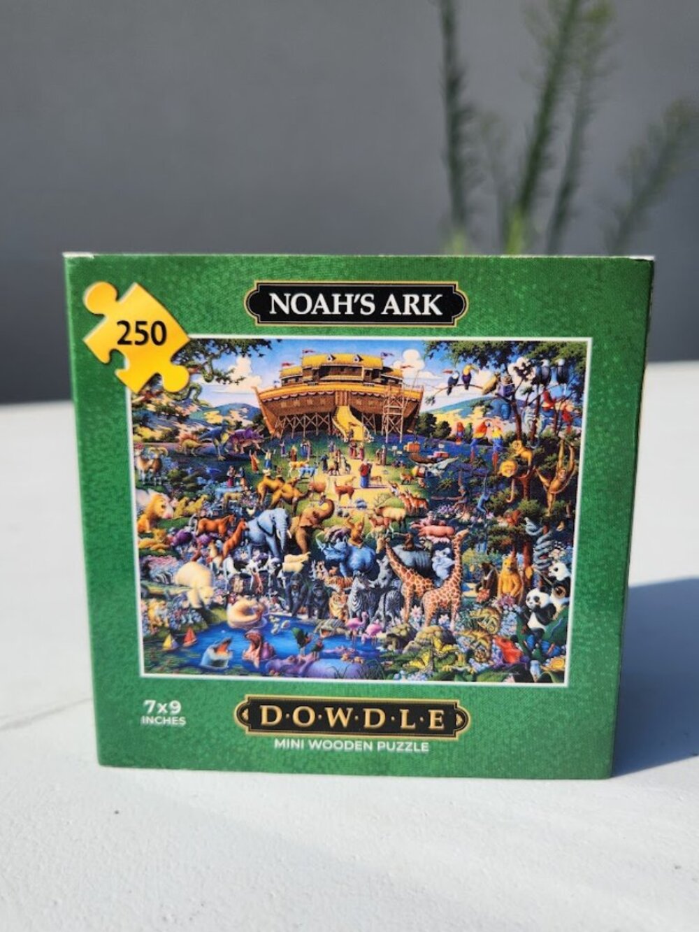 250 Piece Mini Wooden Jigsaw Puzzle Eric Dowdle Noah's Ark Folk Art Wood Finishe